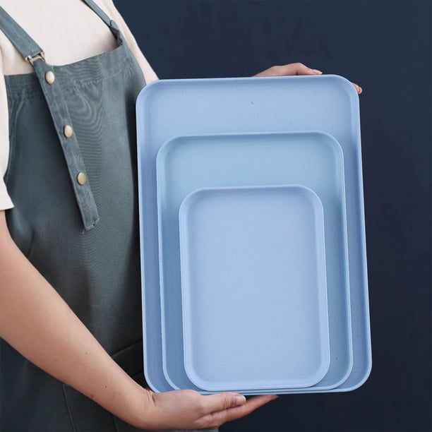 mfyjkho Juego de 3 bandejas rectangulares para el hogar|platos grandes|medianos y pequeños para tazas de té|platos de cena