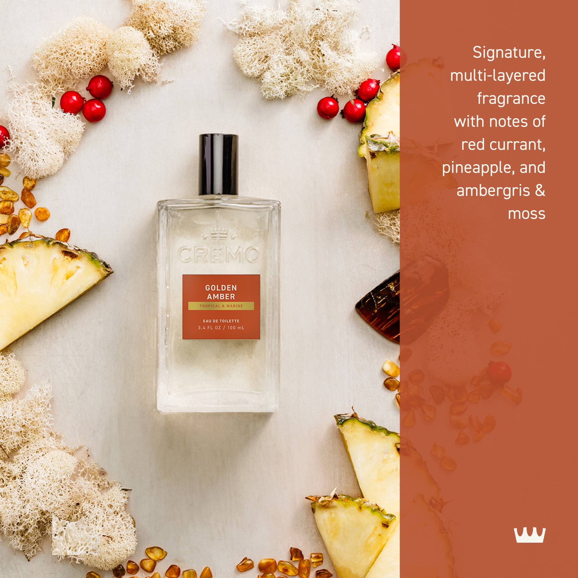 Cremo Men's Cologne Spray, Golden Amber, 3.4oz
