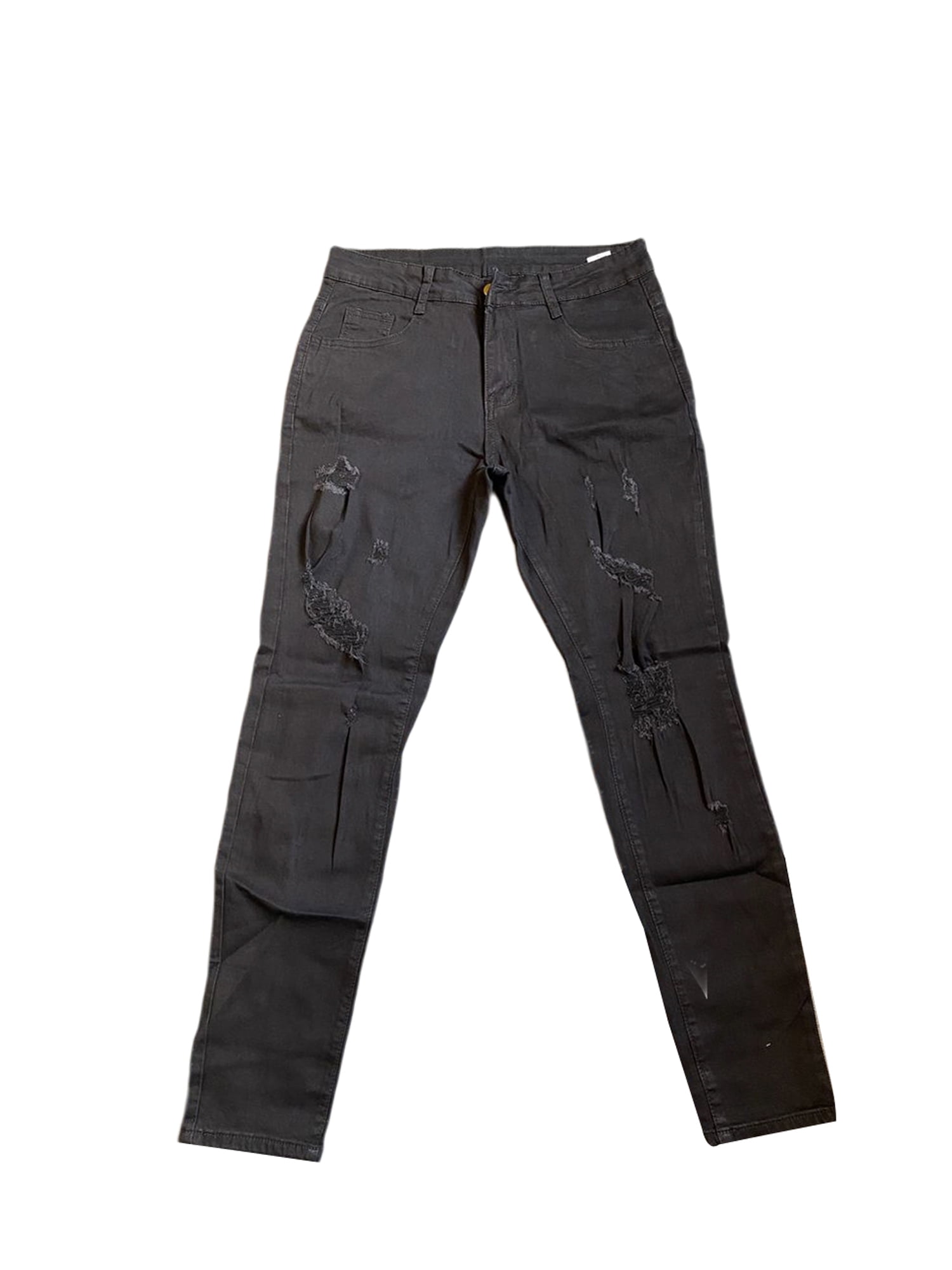 Seyurigaoka Men’ s Ripped Jeans, High Waist Ripped Trousers Close