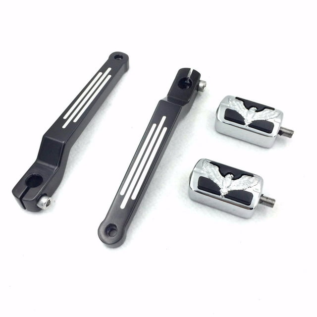 HTT Motorcycle Aluminum Chrome Hawk Shifter Pegs with Black Grooved
