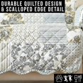 thumbnail image 4 of Patchwork Scalloped Printed Furniture Protector. Stain Resistant Couch Cover. (Sofa, Grey), 4 of 6