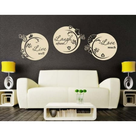 Wall Decal Baby White Live Well, Laugh Often, Love Much Wall Decal - floral wall decal, sticker, mural vinyl art home decor, quotes and sayings - 4044 - White, 31in x 9in ()