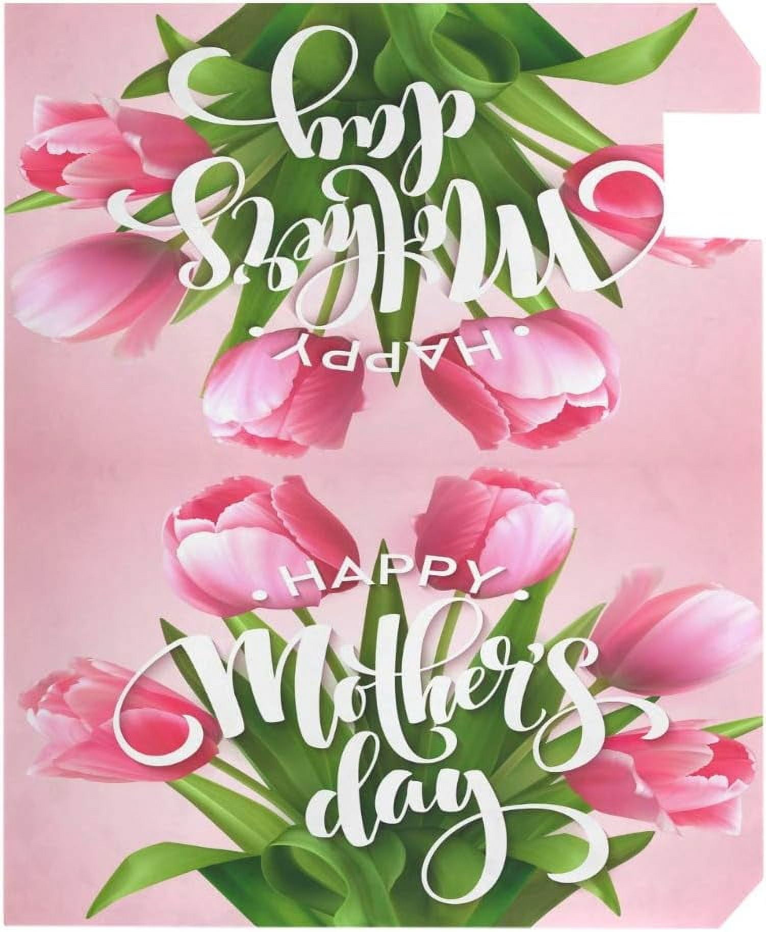 Happy Mothers Day Blooming Tulip Magnetic Mailbox Cover MailWraps Garden Yard Home Decor for Outside Oversized-25.5" x20.8"