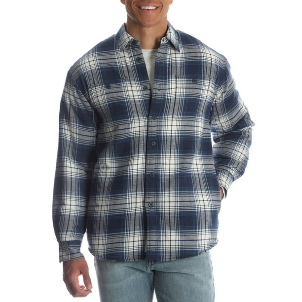 Wrangler Men's and Big Men's Sherpa Lined Flannel Shirt, Sizes Up to 3XL -  