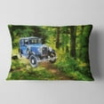 thumbnail image 2 of Designart Blue Vintage Car Oil Painting - Car Throw Pillow - 12x20, 2 of 5