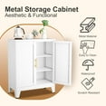 thumbnail image 5 of White Metal Storage Cabinet with 2 Doors, 35.43" H Sideboard Buffet Cabient with 2 Adjustable Shelves, Versatile Kitchen Pantry Cupboard for Home Office Garage or Gym (White), 5 of 14