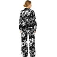 thumbnail image 2 of SCRAWLGOD Floral Leaf Print White Black Women's 2 Piece Lounge Set Travel Casual Outfits Tracksuit Comfy Turtleneck Sweatshirt Wide Leg Loungewear Baggy Comfy Sweatsuit, L, 2 of 7