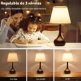 thumbnail image 3 of Lámpara de noche táctil para dormitorio, lámparas de mesa de granja regulables de 3 vías para mesita de noche con pantalla de tela, lámpara de escritorio para lectura de , oficina en casa, 3 of 9
