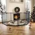 thumbnail image 5 of Pet Gates, DOMIPET Dog Playpen 5Panel 128" Extra Wide 30" Tall Fireplace Fence Playard, Black, 5 of 9