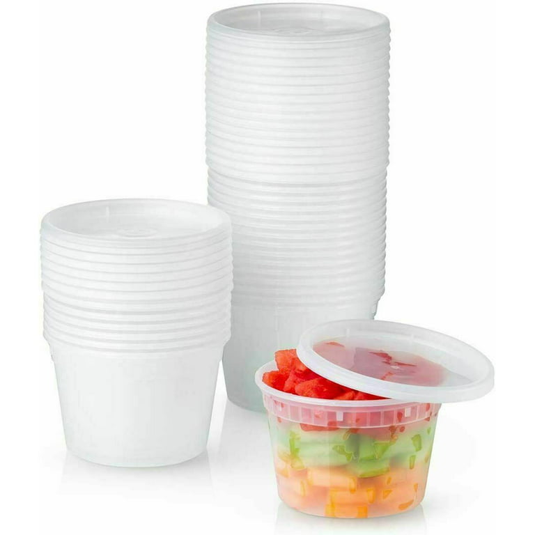 BULK Lightweight Clear Plastic Round Deli Container with Lids 16oz