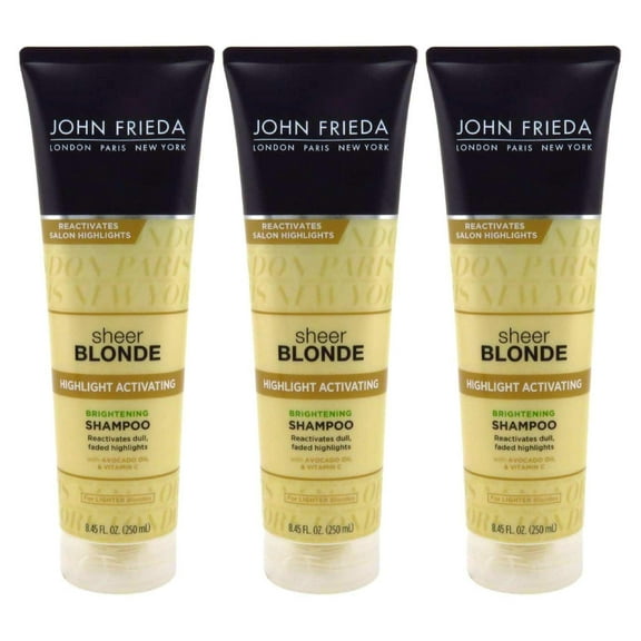 John Frieda sheer blonde Highlight Activating Enhancing Shampoo For Lighter Blondes 8.45 oz (Pack of 3)