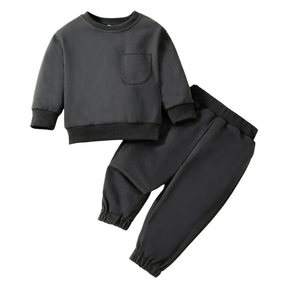 Gerichy Toddler Baby Boy Clothes Fall Winter Outfit, Toddler Boys Girls Long Sleeve Solid Color Tops Pants Two Piece Outfits Casual Sports Set For Kids Clothes