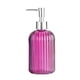 thumbnail image 1 of Dispensador de loción de empuje redondo con rayas verticales de 400 ml, dispensador de jabón for baño, color rosa, disponible for hoteles, cocinas y baños, 1 of 6