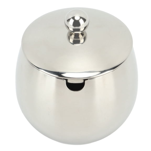 Kitchen Sugar Bowl, Stainless Steel Sugar Bowl with Spoon Home Kitchen Salt Pepper Spice Bowl Spice Drum Small Condiment Container Silver