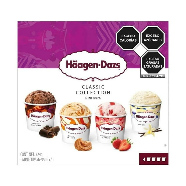 Helado Haagen Dazs classic collection 4 minicopas de 95 ml c/u