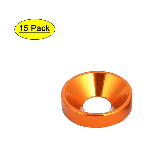 Unique Bargains M4 Aluminium Alloy Cup Head Engine Bay Bumper Washer Orange 15Pcs