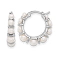 thumbnail image 1 of White Freshwater Cultured Pearl Hoop Earrings in Sterling Silver, 1 of 5