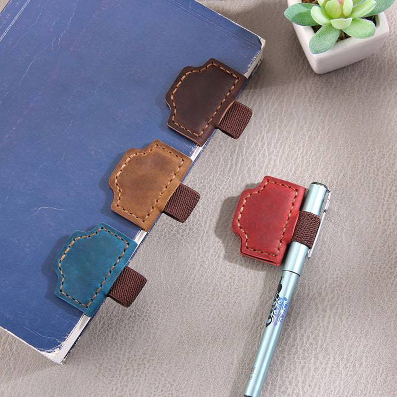 ZOURIH Bygone Mark Bookmark with Pen Holder, Personalized Leather Magnetic Bookmark,Magnetic Bookmarks for Reading Women Book LoversTravelers Notebook Journal Covers,Brown