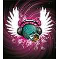 thumbnail image 3 of Popstar Party Duvet Cover Set, Disco Ball with Headphones and Angel Wings Vibrant Swirl with Circles, Decorative 3 Piece Bedding Set with 2 Pillow Shams, Queen Size, Magenta Black Teal, by Ambesonne, 3 of 3