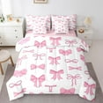 thumbnail image 2 of Erosebridal Princess Bowknot Bedding Sets Full Size, Pink Ribbon Comforter Sets with Sheets, Cartoon Theme Decor, Reversible, 2 of 5