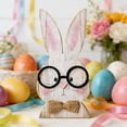 thumbnail image 3 of Easter Bunny Figurine Glasses-Wearing Adorable Rabbit Desktop Decoration Home Wooden Sculpture Holiday Ornament, 3 of 6