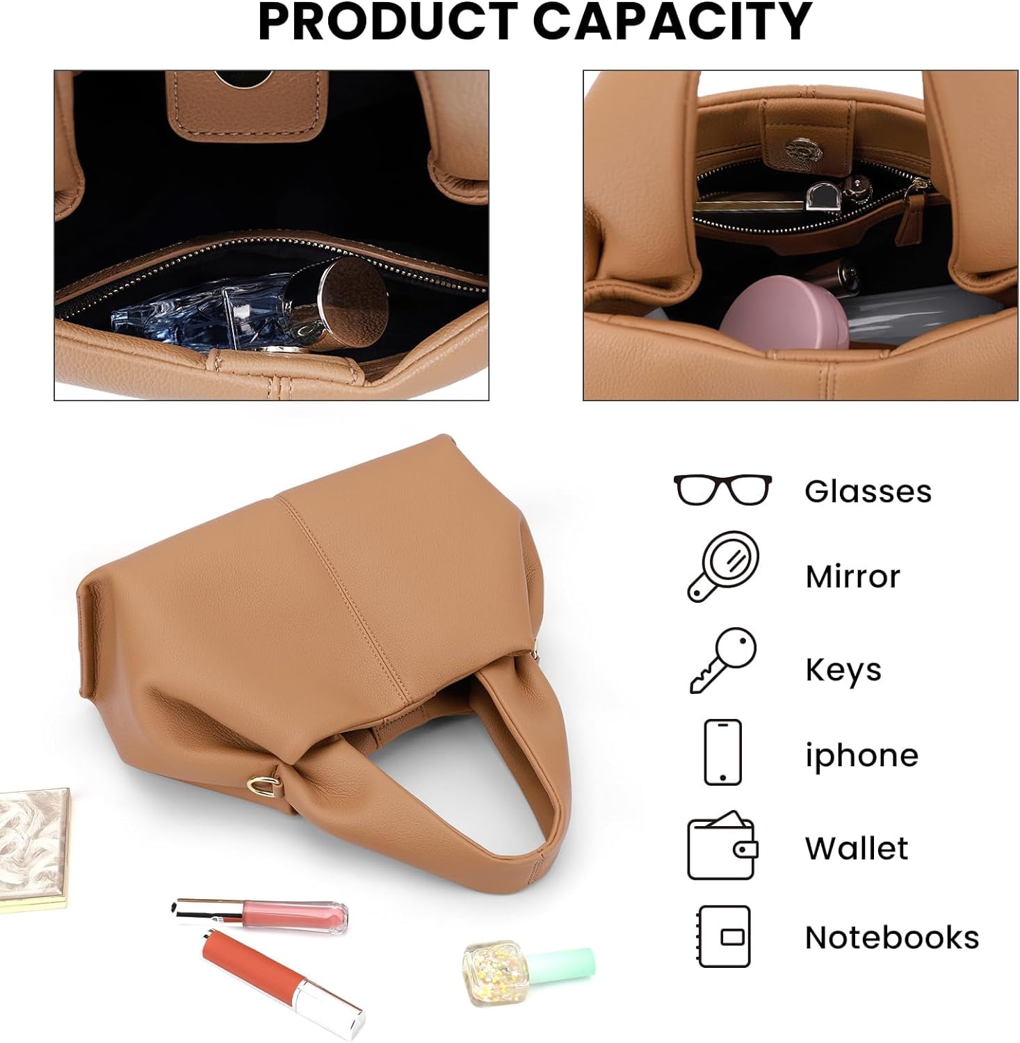 Cloud Pouch Bag Dumpling Clutch Purse Handbag Leather Tote Shoulder Bag Retro Crossbody bag with Removable Strap