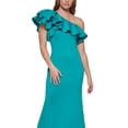 thumbnail image 2 of Eliza J Women's Ruffled One Shoulder Gown Green Size 4, 2 of 3