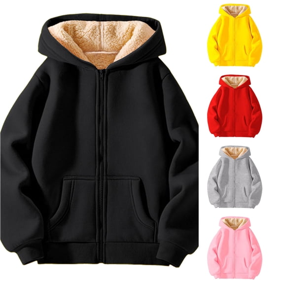 Vrotazzy Girls Coat Jacket Winter Warm Hooded Pullover Outerwear With Thick Lamb Wool Versatile Casual for Big Children,Size 11-12 Years