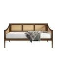 thumbnail image 3 of Home Design Elko Twin Daybed with Natural Wood Grain Frame, Rattan Accents, Durable Solid Wood, Stylish Seating and Sleeping Solution, Brown, 3 of 11