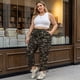 thumbnail image 3 of Pantalones cargo de mujer de talla grande Agnes Orinda con cintura elástica y cordón, con bolsillos, 4X, camuflaje, 3 of 8