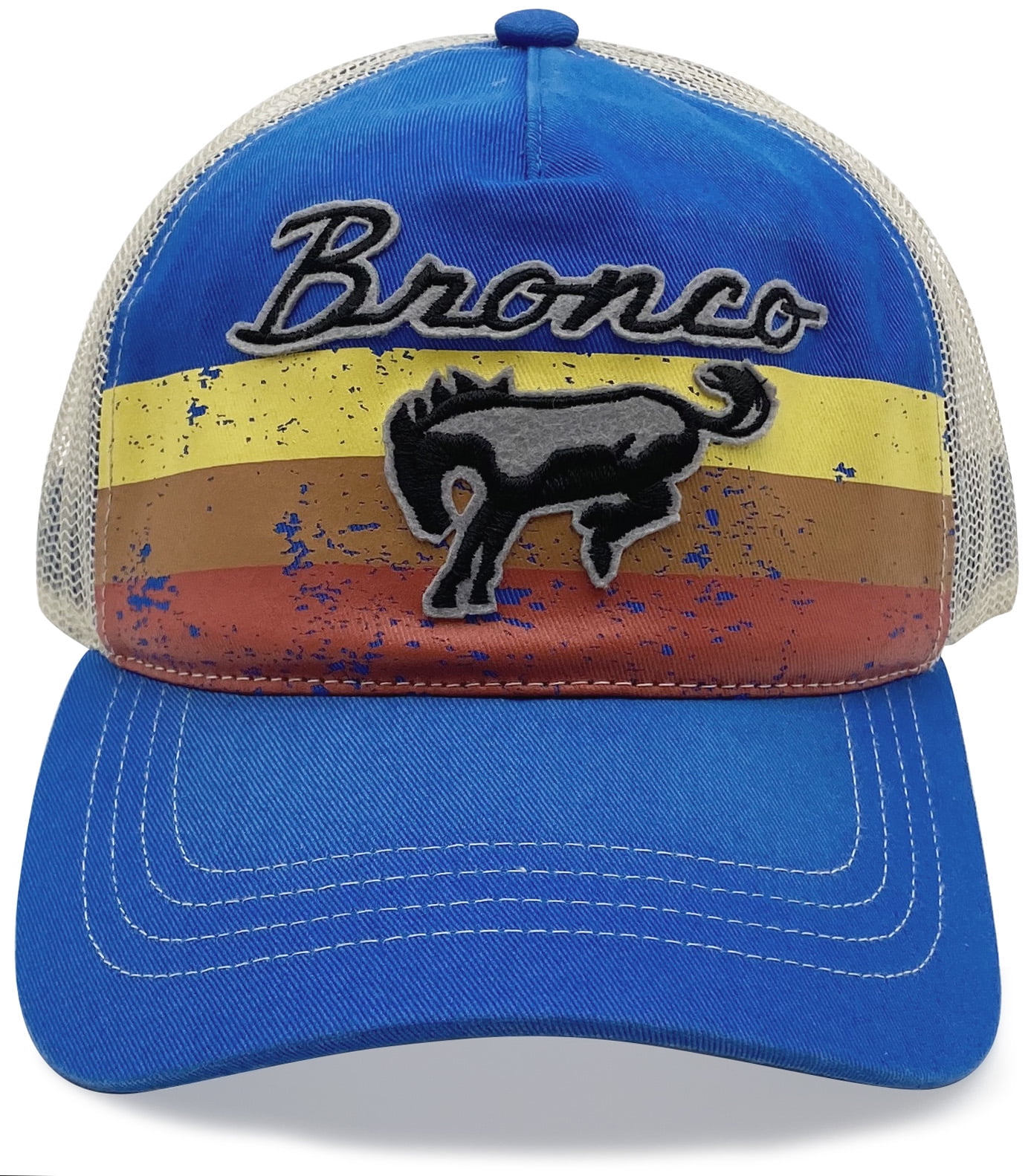 Ford Bronco Embroidered Logo Washed Cotton Adjustable Truck Hat with Curved Brim, Royal Blue, One Size