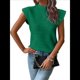 thumbnail image 1 of Tops Texturizados de Corta para Mujer, Cuello Redondo, Tejido de Punto, Elegantes, Informales, Básicos, Camisetas Sin Mangas, Corte Entallado de Verano, Verde, Talla M, 1 of 9