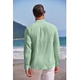 thumbnail image 4 of SHIBA-Men's Casual Shirt Linen Beach Long Sleeve Button Down Textured Shirts, 4 of 4