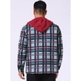 thumbnail image 3 of DARING DIVA Shirt Jacket Drawstring Hooded Plaid Shacket L Red Gray, 3 of 7