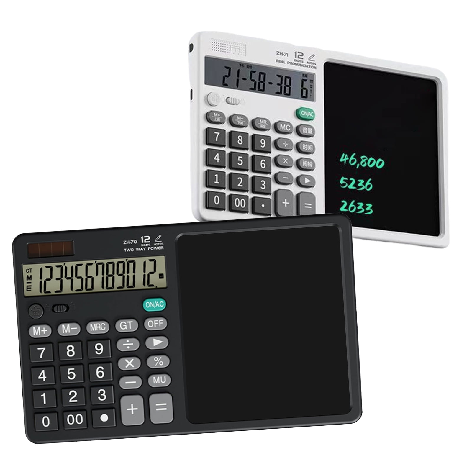 Voice Recognition Calculator Writing Pad Solar Charging Large Display Lightweight Silents Key For Professional Students