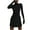 Black, variant on Lovskoo 2024 Womens Knitted Dress Mock Neck Bodice Dress Long Sleeve Flare Mini Dresses White