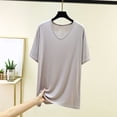 thumbnail image 2 of Htigea Womens V Neck T Shirts Soft Short Sleeve Tops Casual Loose Fit Summer Basic Tees Silver XL, 2 of 5