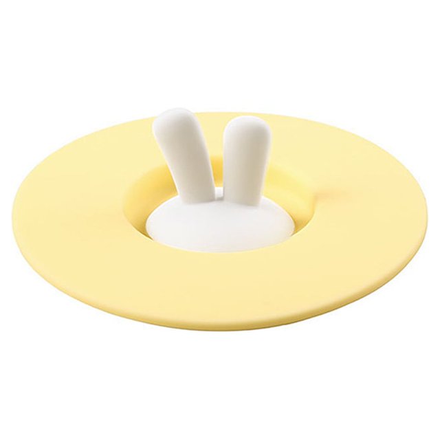 Workhe Couvercle de Tasse en Silicone Dessin Animé Capuchon de Tasse d'Eau Anti-Poussière Rond en Silicone Couvercle de Tasse en Forme de Tasse à Café, Jaune