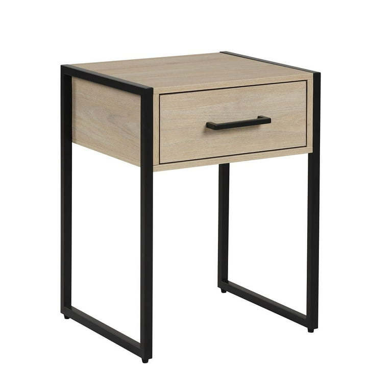 Mainstays Industrial Bedroom Nightstand 1 Drawer Beige Oak
