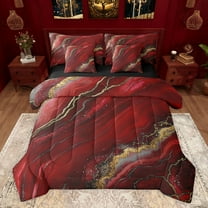 Castle Fairy Kids Teenagers Gradient Marble Stone Pattern Bedding Comforter Set 7-Piece,Mountain Fluid Gold Metallic King Bedding Sets,Ombre Marbling Watercolor Ultra Soft Bed Sheets