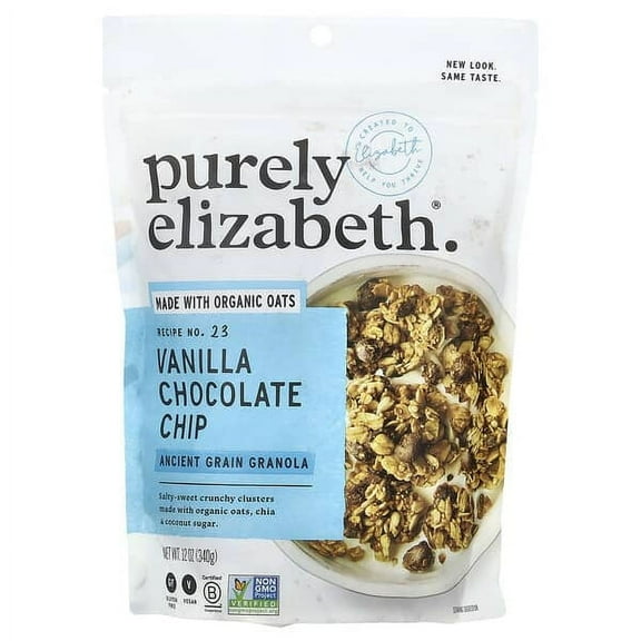 Purely Elizabeth, Organic Ancient Grain Granola, Vanilla Chololate Chip, 12 oz Pack of 4