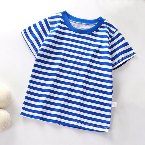 Boys Shirt Size 8-10Y Kids Striped Short Sleeve Crewneck Tee Soft Stretchy Summer Base Layer Top Boy Clothes