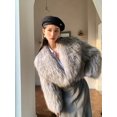 thumbnail image 3 of Abrigo de piel auténtica para mujer, hasta la cintura, con botones y cordones, chaqueta de otoño e invierno con tiras de mapache naturales, 3 of 5