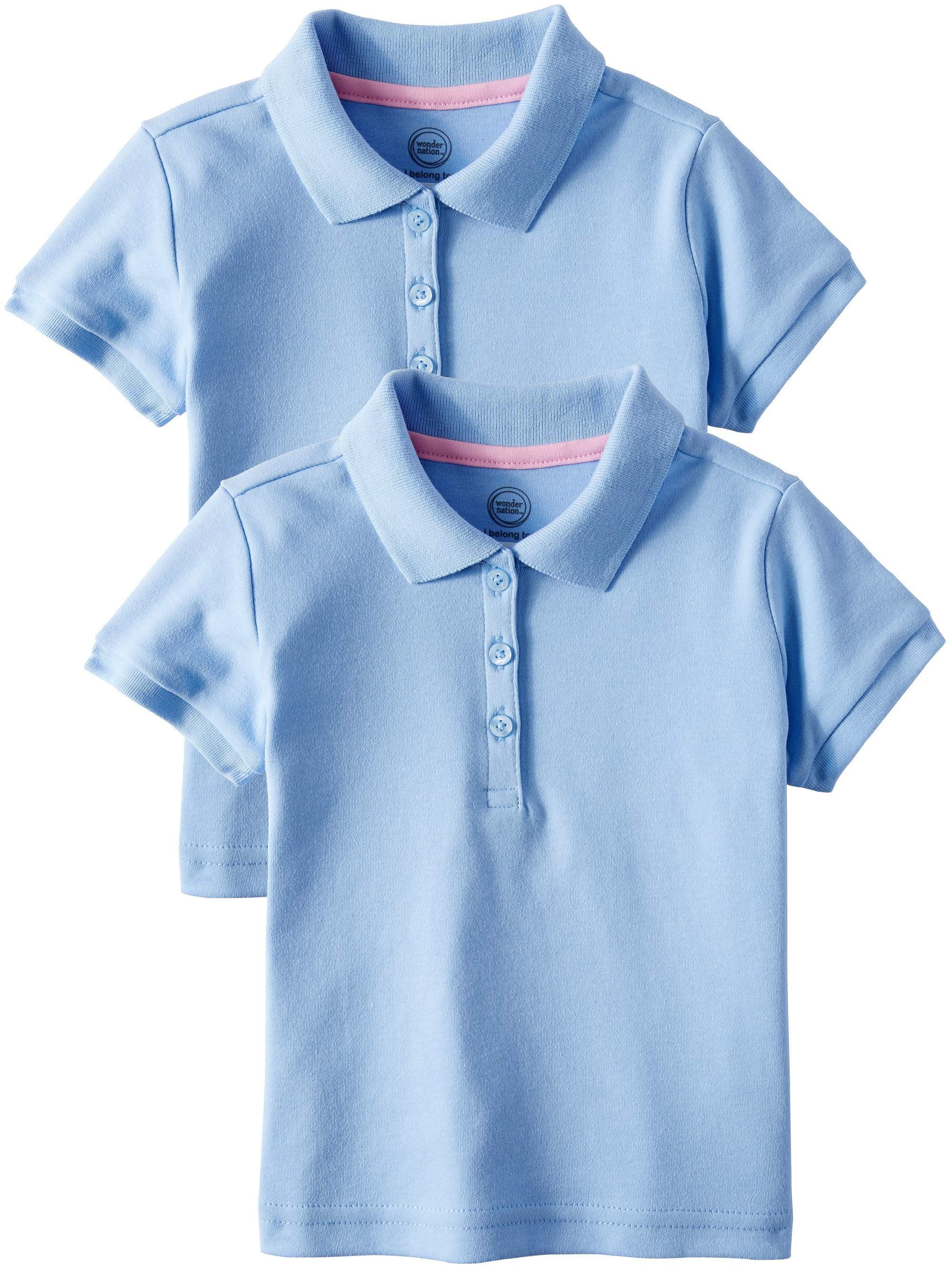 U.S Polo Assn Performance Short Sleeve Polo T-Shirt Girls School Uniform Shirt 2 Pack