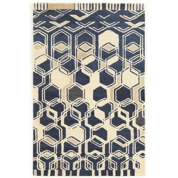 Riverbay Furniture 8' x 11' Hand Tufted Rug in Ivory and Navy