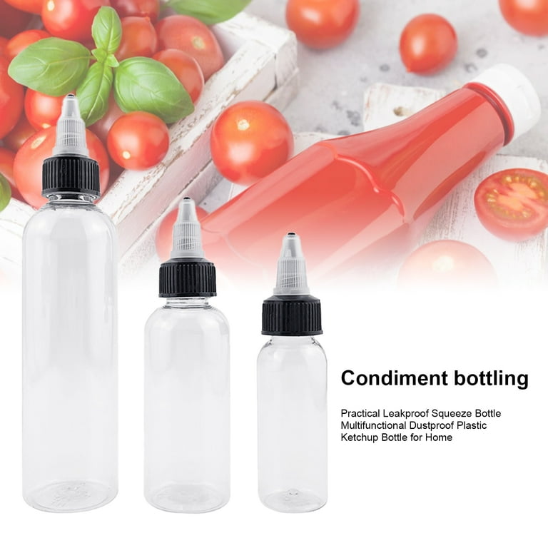 6-pack Premium Plastic Condiment Squeeze Squirt Bottles for Sauces