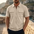 thumbnail image 2 of Ecqkame Mens Short Sleeve Jackets Solid Lapel Collar Zip Up Lightweight Coats Casual Daily Outdoor Sports Outerwear Top Khaki S, 2 of 6