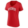 thumbnail image 2 of Women's Red Wisconsin Badgers Arch V-Neck T-Shirt, 2 of 3