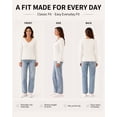 thumbnail image 4 of QUALFORT Women's 100% Cotton V-Neck Cable Knit Sweater, Lightweight Long Sleeve Pullover Sweater for Women, Off-White L, 4 of 7