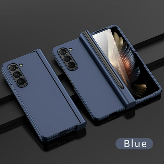 for Samsung Galaxy Z Fold 6 Case with S Pen Holder, Z Fold 6 5G Case with Hinge Protection [Front Built-in Screen Protector], Slim Hard PC Shockproof Phone Cover for Samsung Galaxy Z Fold 6 - Blue